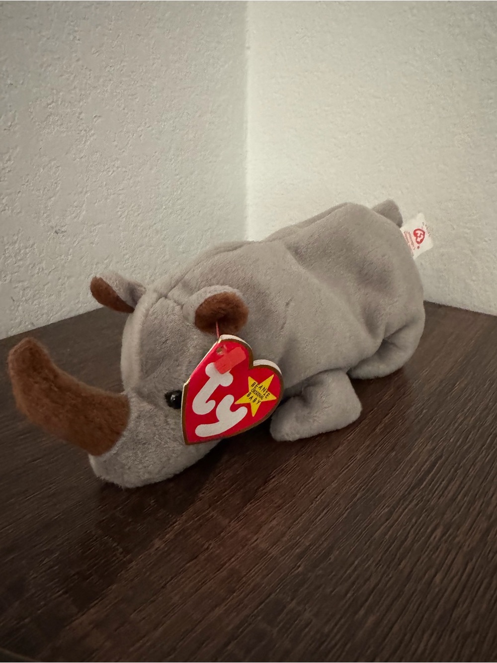 Ty Spike Beanie Baby Grey Rhinoceros Plush